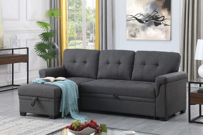 Lucca - Linen Reversible Sleeper Sectional Sofa With Storage Chaise