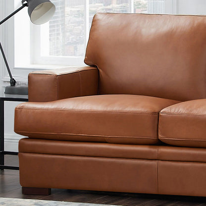 Georgia - Leather Loveseat - Chestnut