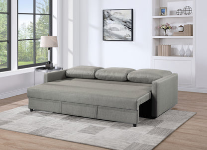 Odette - 88.5"W Gray Linen Convertible Sleeper Sofa With Storage