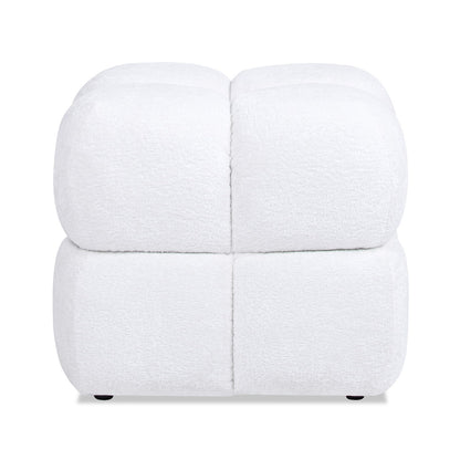 Pixel - Oversized Square Tufted Pouf Ottoman - Almond White