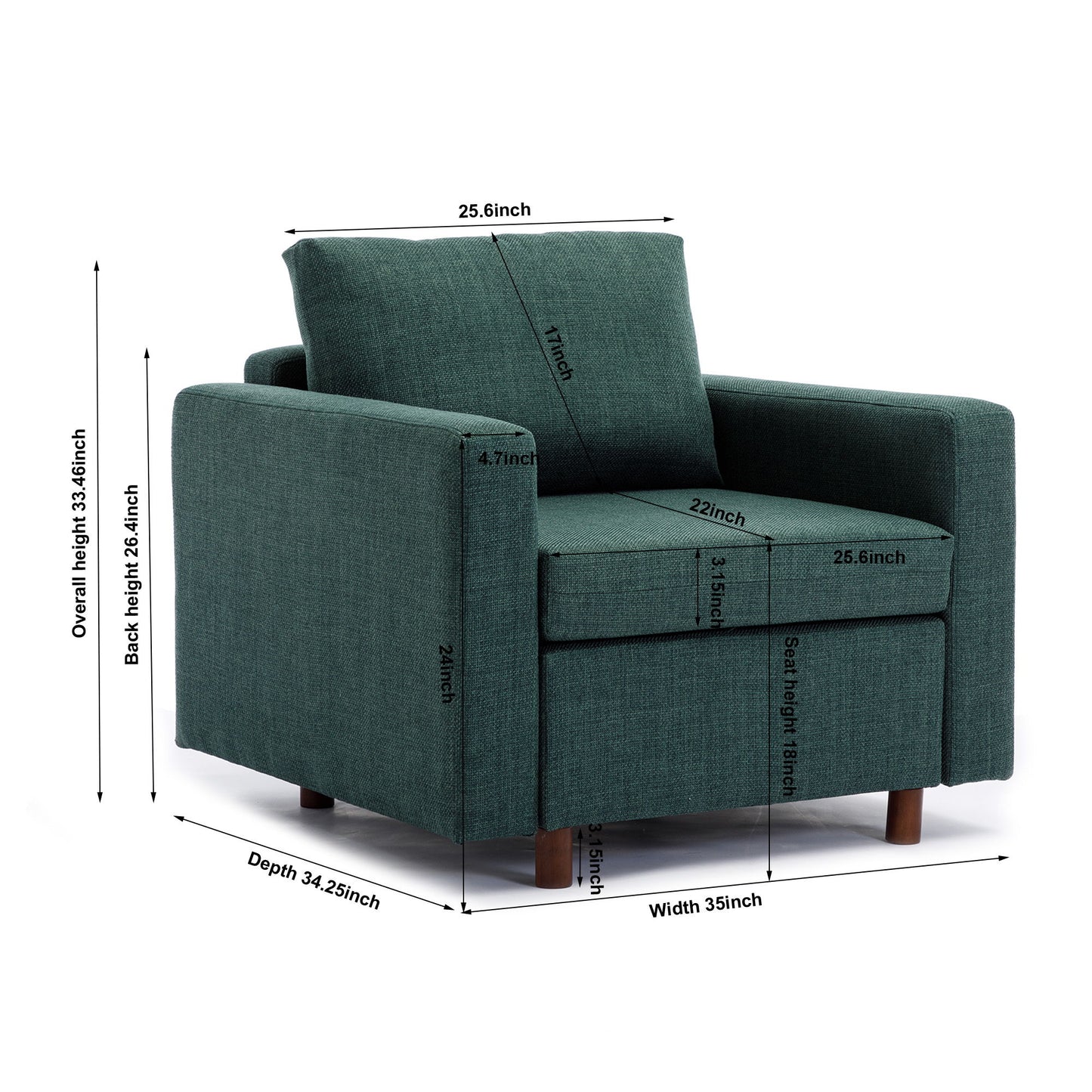 Single Seat Module Sofa Sectional Couch, Cushion Covers Non-Removable And Non-Washable