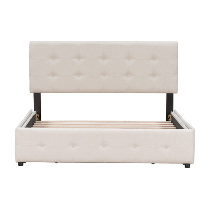 Upholstered Platform Bed With Classic Headboard And 4 Drawers, No Box Spring Needed