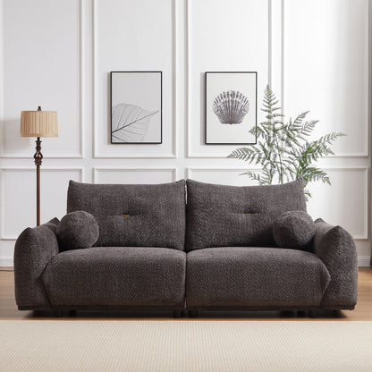 Lamb's Wool 2-Seater Cushion Sofa 90'' Comfortable Sofa For Living Room Bedroom And Other Casual Spaces Lamb's Wool Sofa With 2 Cushions And 2 Ball Pillows