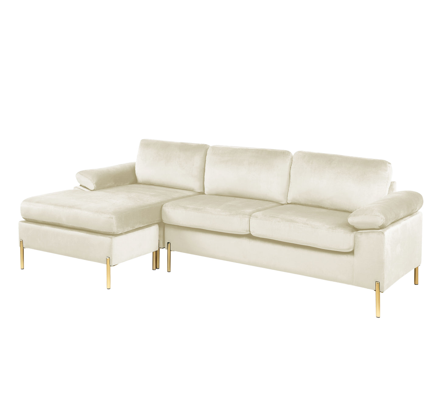 Shannon - Velvet Sectional Sofa With Chaise - Beige