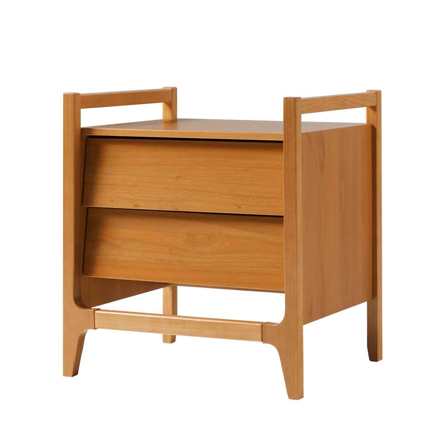 Scandi - Angle Face Solid Wood Nightstand - Caramel