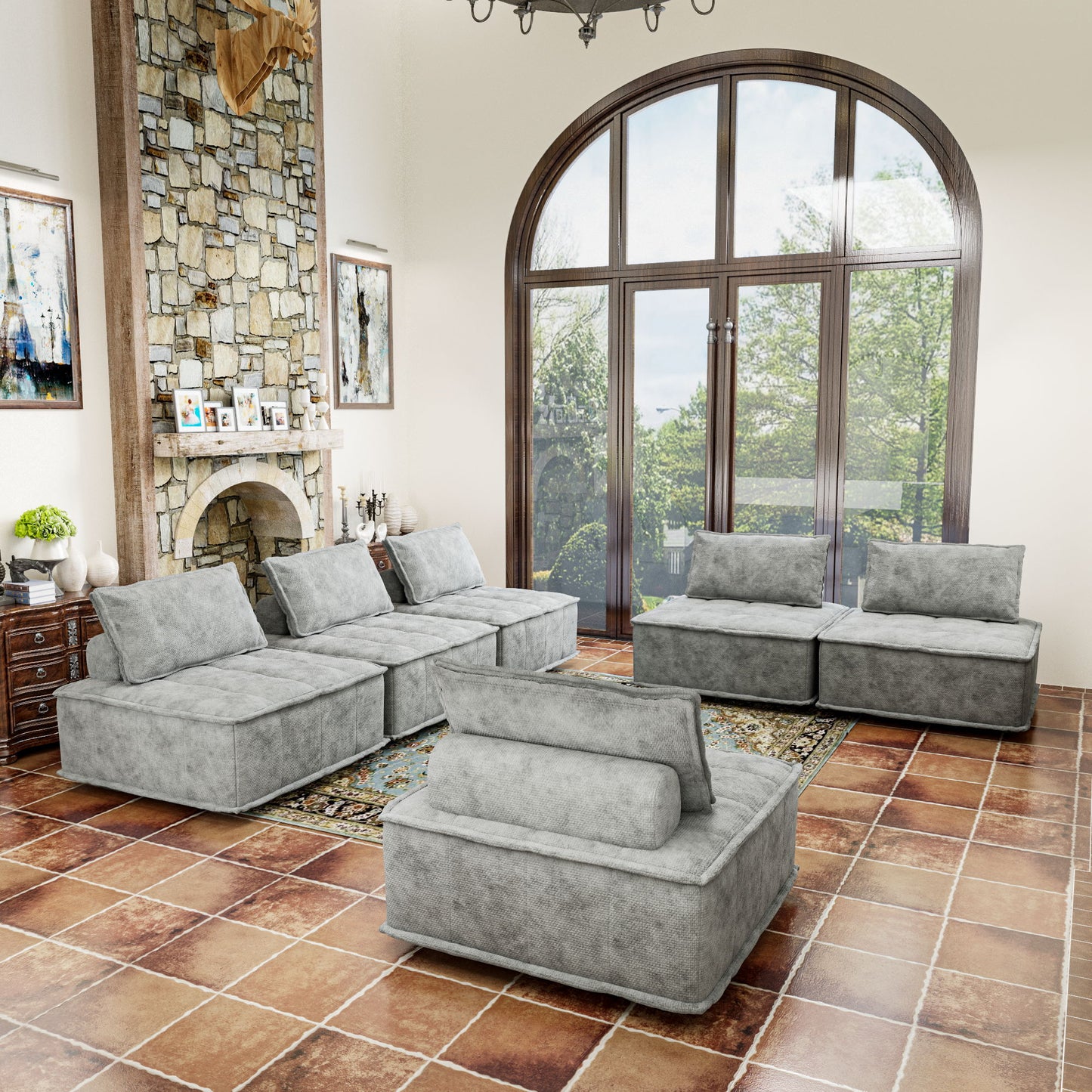 Luxury L-Shaped Modular Sofa With Hidden Legs, Adjustable Cushions, And Spring Seats - Perfect For Modern Living Room