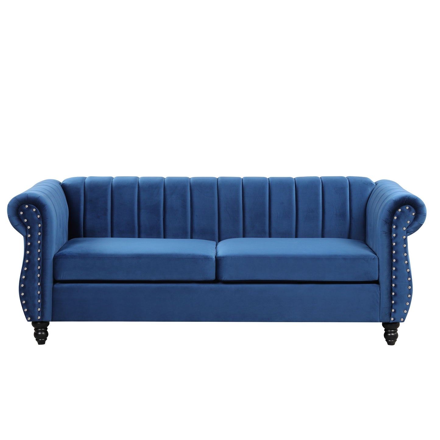 Modern Sofa Dutch Fluff Upholstered Sofa & Solid Wood Legs, Buttoned Tufted Backrest