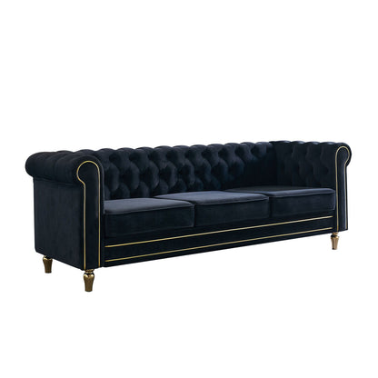 Chesterfield - Velvet Sofa 84.65" For Living Room