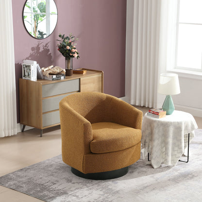 Boucle Upholstered Swivel Cuddle Accent Round Barrel Chair Modern Single Sofa, 360 Degree Circle Club Armchair For Nursery Bedroom Living Room Coffe Bar Lounge Hotel