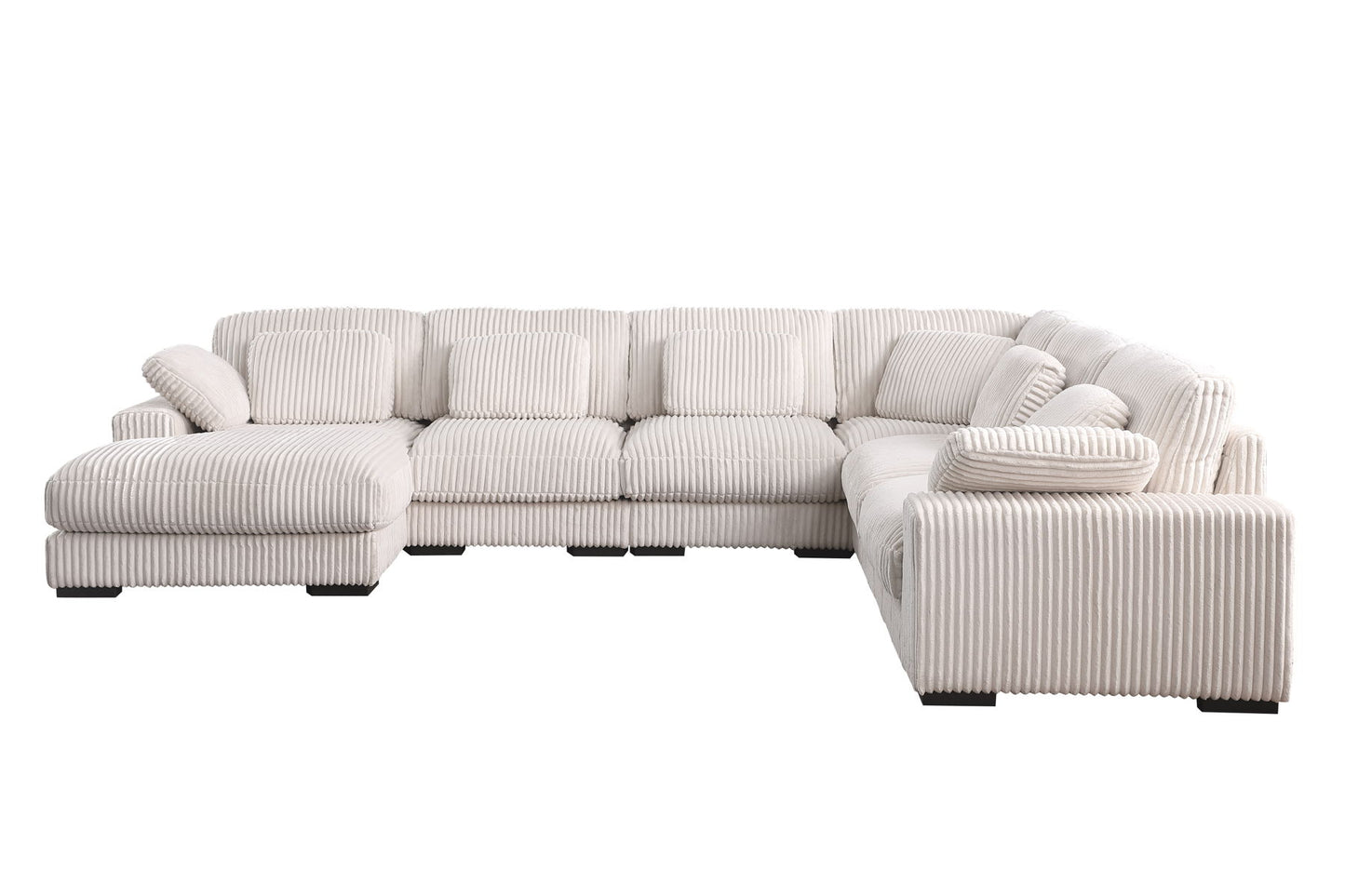 Nadine - Beige Corduroy Corner Sectional Sofa With Left - Facing Chaise