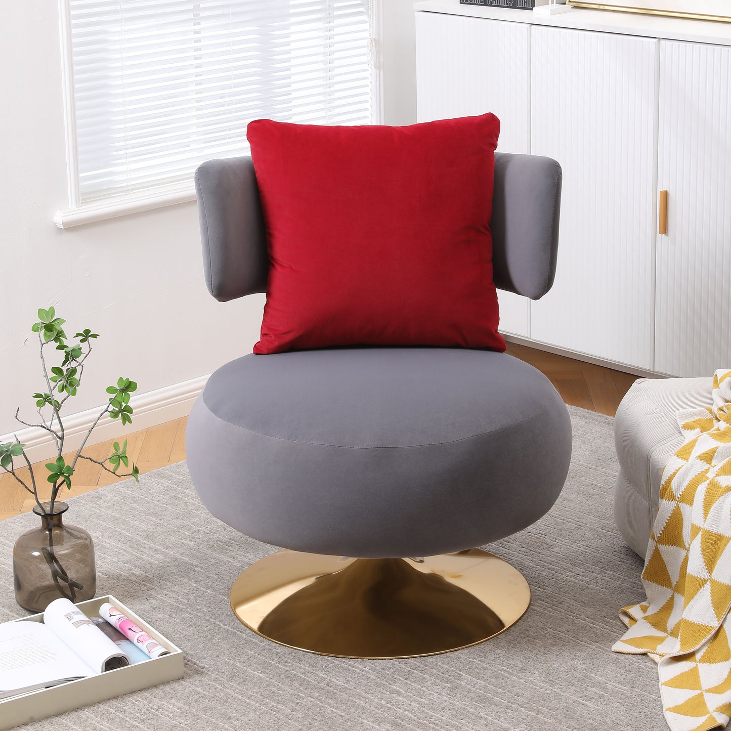 Swivel Accent Chair Armchair, Round Barrel Chair For Living Room Bedroom