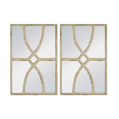 Rectangular Wooden Wall Mirror With Antique Black Frame, Vertical Or Horizontal Home Decor For Living Room (Set of 2)