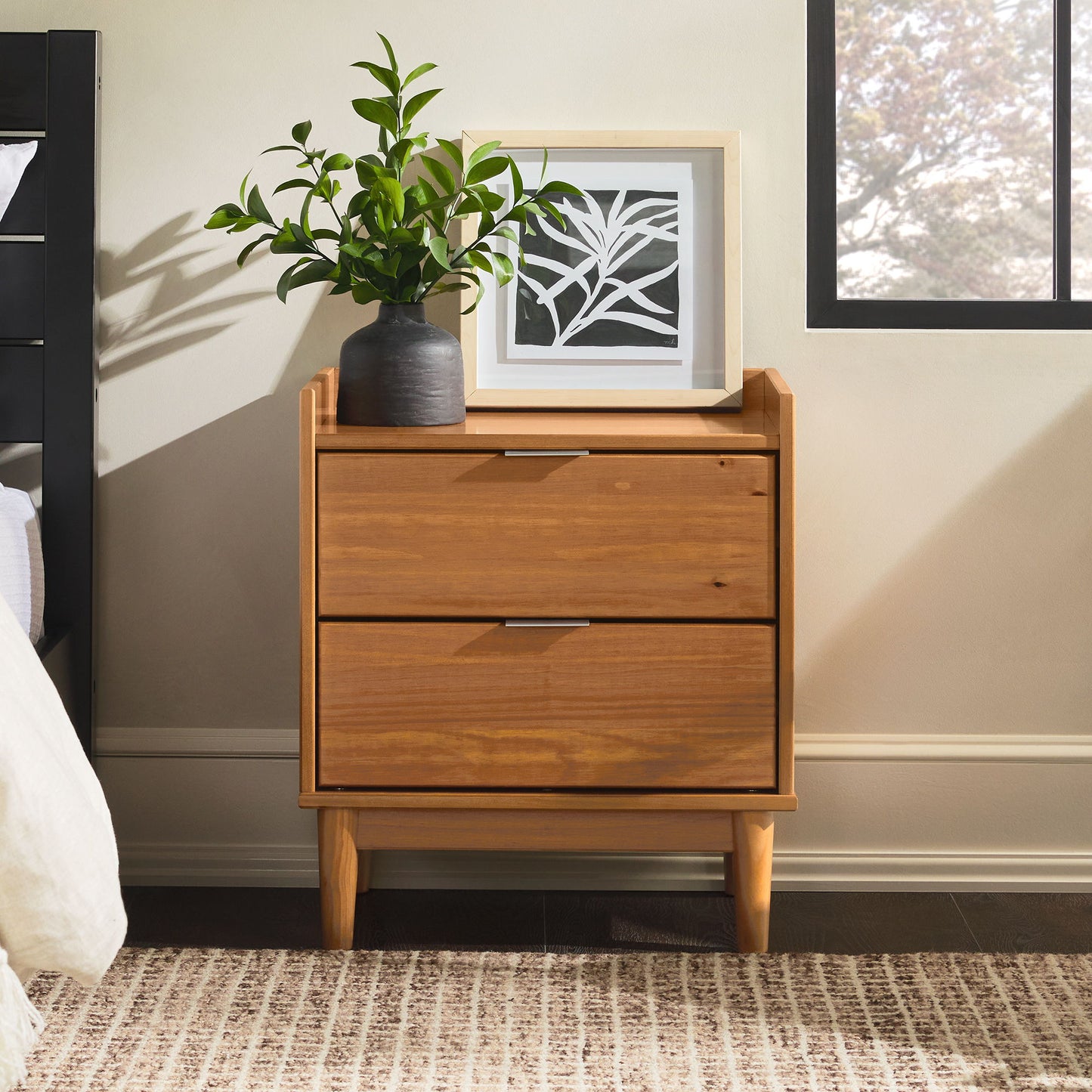 Mid-Century Modern 2 Drawer Nightstand