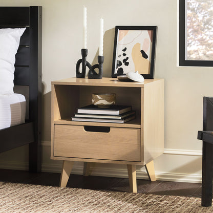 Modern 1 Drawer Nightstand With Open Cubby