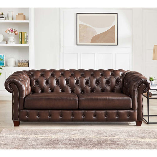 Versailles - Leather Sofa - Caramel