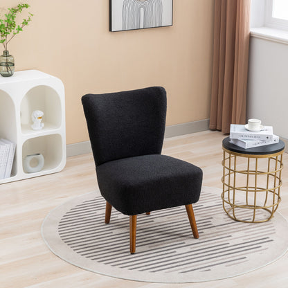 Boucle Upholstered Armless Accent Chair Modern Slipper Chair, Cozy Curved Wingback Armchair, Corner Side Chair For Bedroom Living Room Office Cafe Lounge Hotel