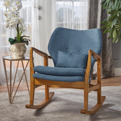 Elegant Solid Wood Rocking Chair With Linen Cushion