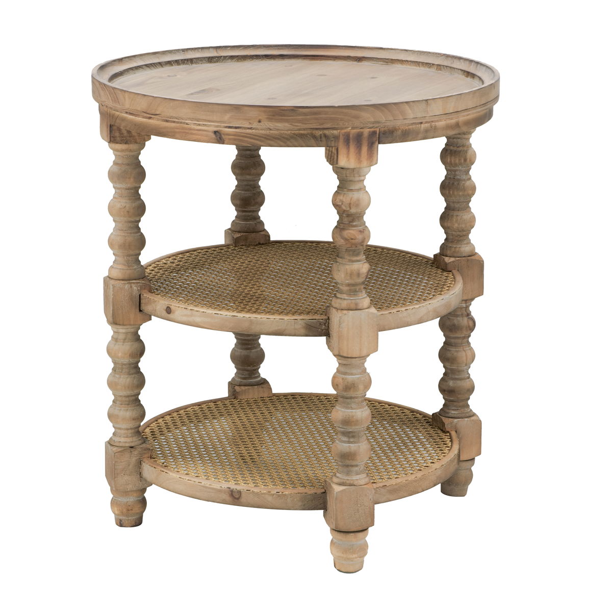 Round 3 Tiered Side Tabel, Natural End Tabel For Lving Room Bedroom Entryway - Brown