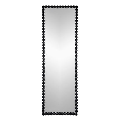 Full Length Mirror With Metal Beaded Frame, Rectangular Oversized Mirror For Living Room Bedroom - Black