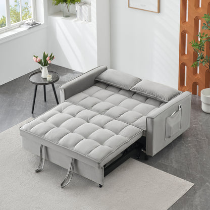 Modern Velvet Sofa, Sofa Pull-Out Bed, Small Love Seat Casual Sofa With Back, With Pillow, Pockets, Living Room Furniture, 3 In 1 Convertible Sleep Sofa Bed