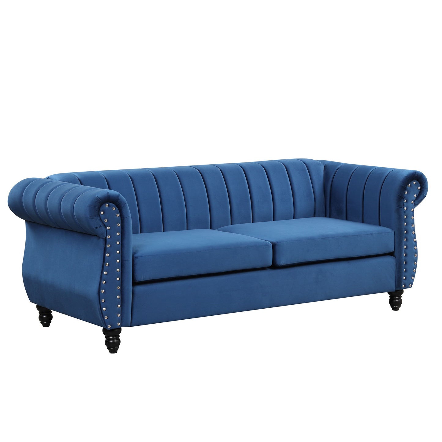 Modern Sofa Dutch Fluff Upholstered Sofa & Solid Wood Legs, Buttoned Tufted Backrest