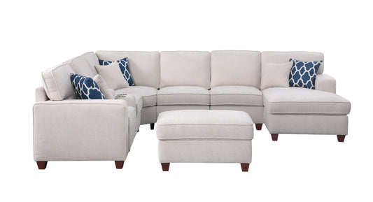 Sarah - Upholstered Sectional With Ottoman