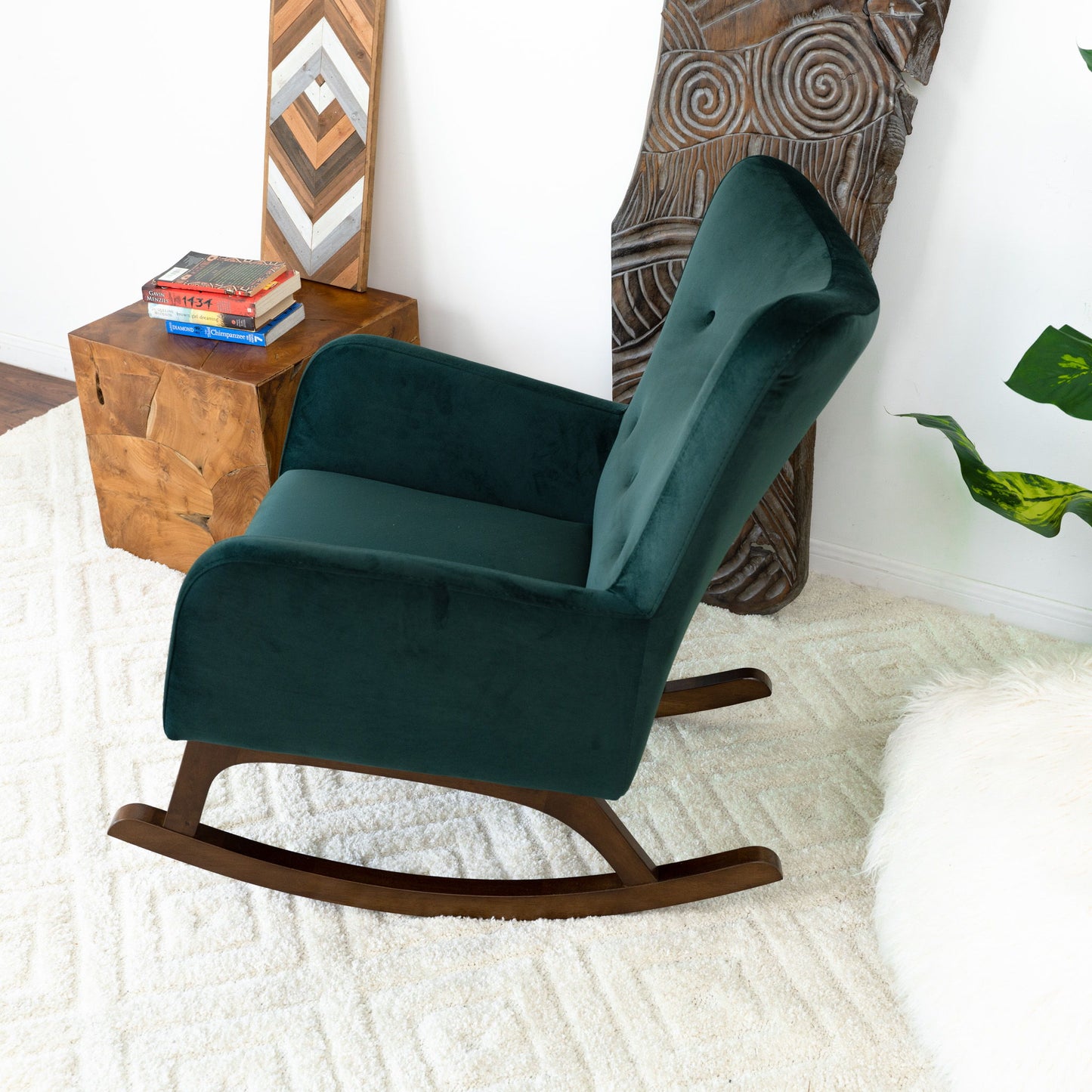 Alistair - Solid Wood Rocking Chair - Dark Green