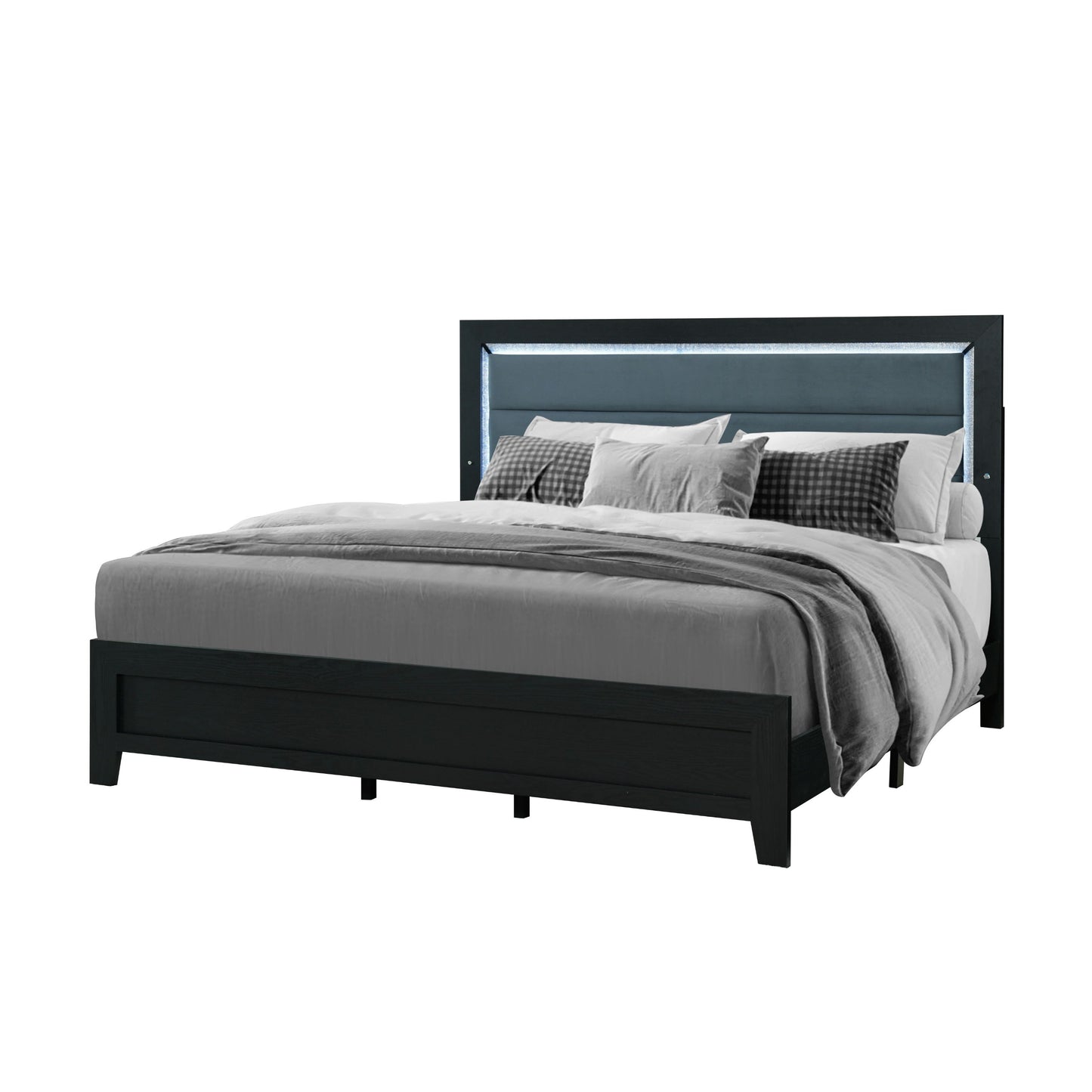 Carlos - Queen Bed & LED - Black