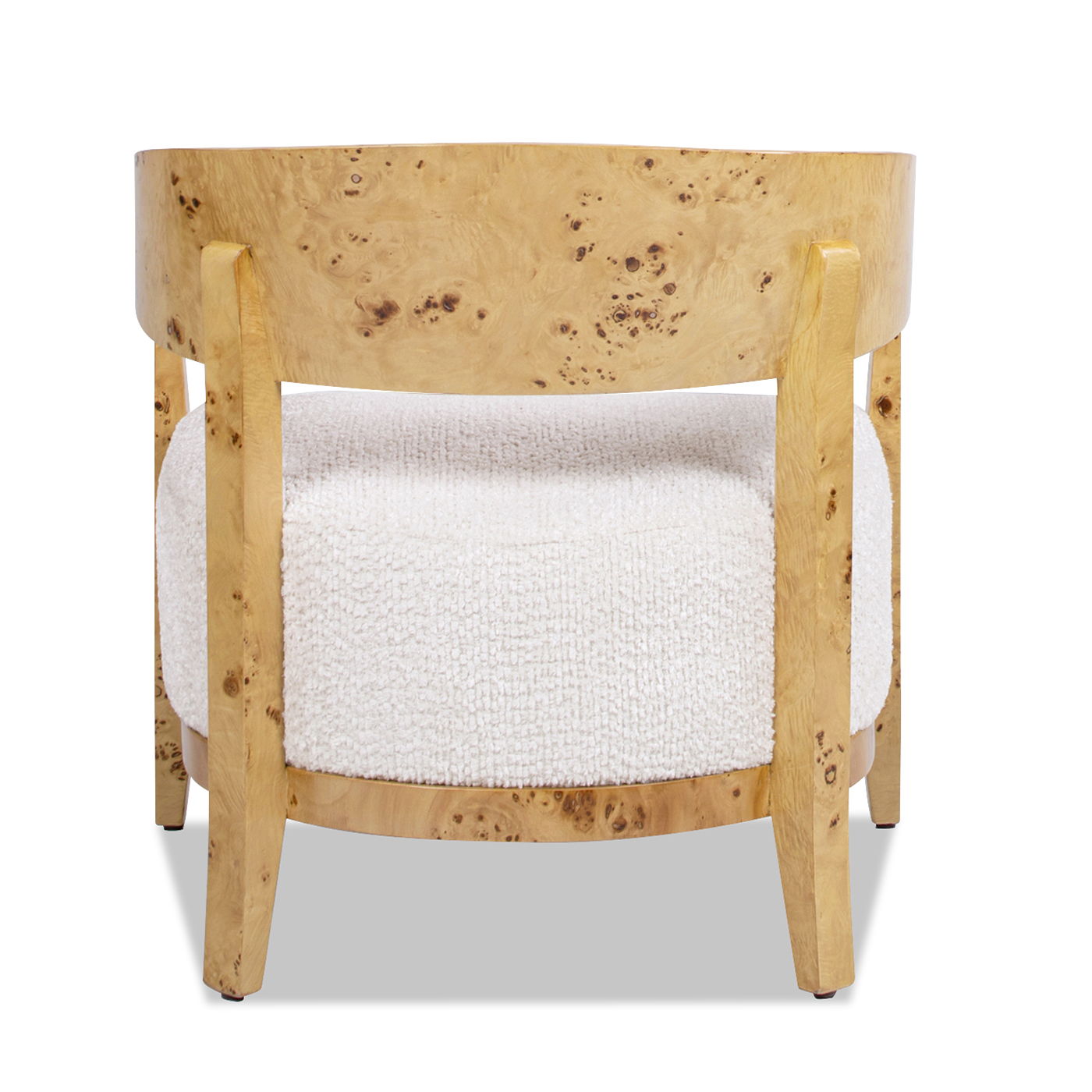 Madrid - Burl Barrel Accent Arm Chair - Seashell White