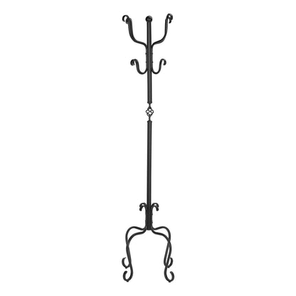 Coat Rack, Hall Tree, Free Standing, 8 Hooks, Entryway, Transitional - Black