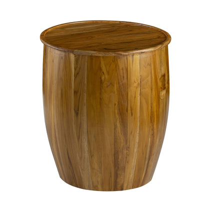 Drum Side Table With Tray Style Top - Brown