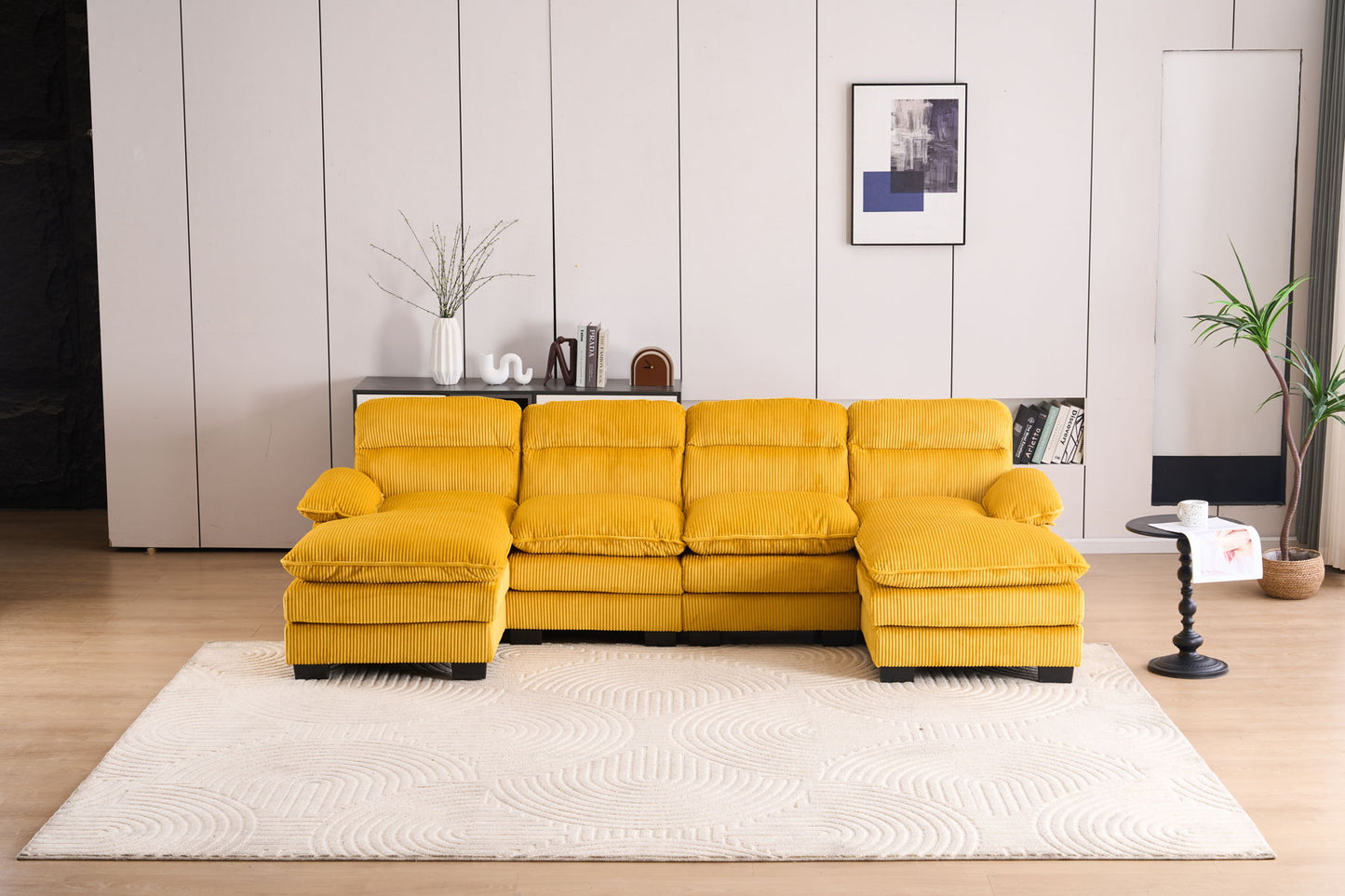 U-Shaped Profile Sofa, Including Two Single Seats And Two Chaise, Modular Sofa, Corduroy Sofa