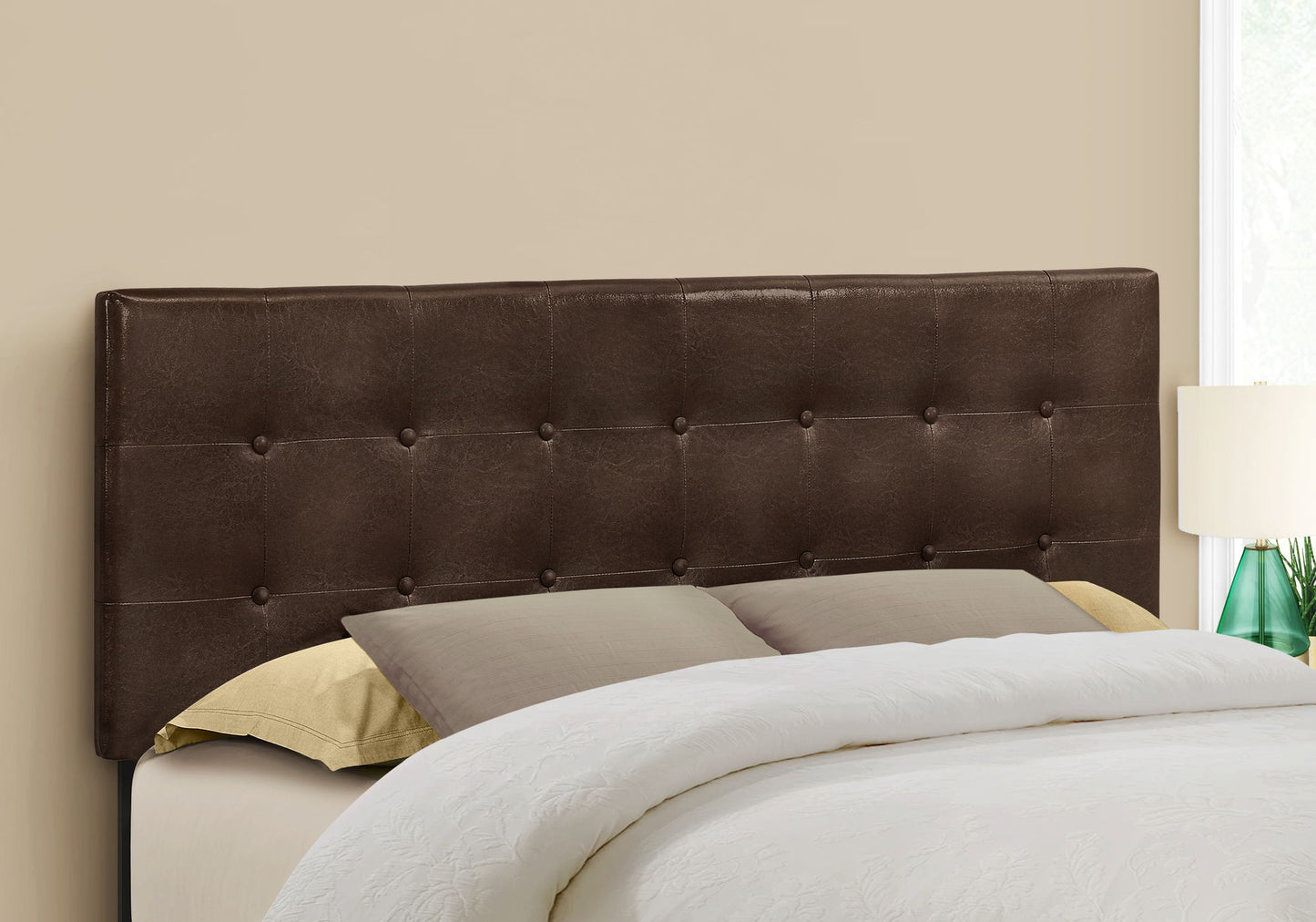 Queen Size, Bed Headboard Only, Upholstered, Transitional - Brown