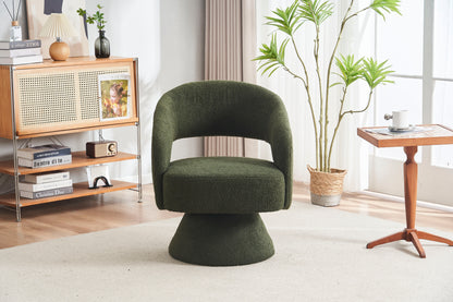 Swivel Accent Chair Armchair, Round Barrel Chair For Living Room Bedroom - Teddy Fabric