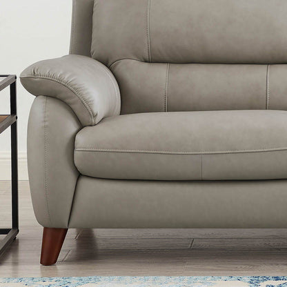 Lara - Leather Loveseat - Stone Gray