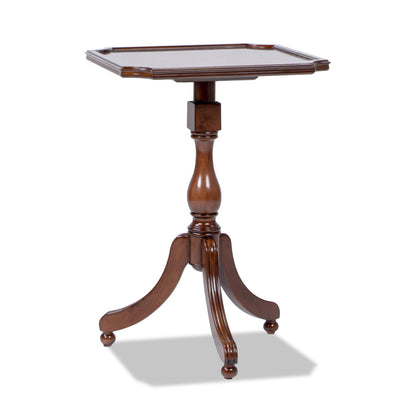 Mabel - Elegant Turned Pedestal Side Table - Rich Walnut Birch