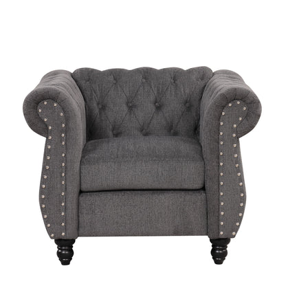 Modern Sofa Dutch Plush Upholstered Sofa, Solid Wood Legs, Buttoned Tufted Backrest