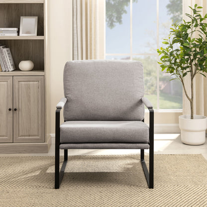 Contemporary Square Metal Frame Accent Chair