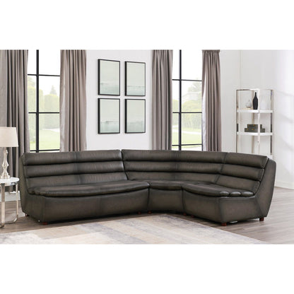 Carter Leather Sectional - Gray