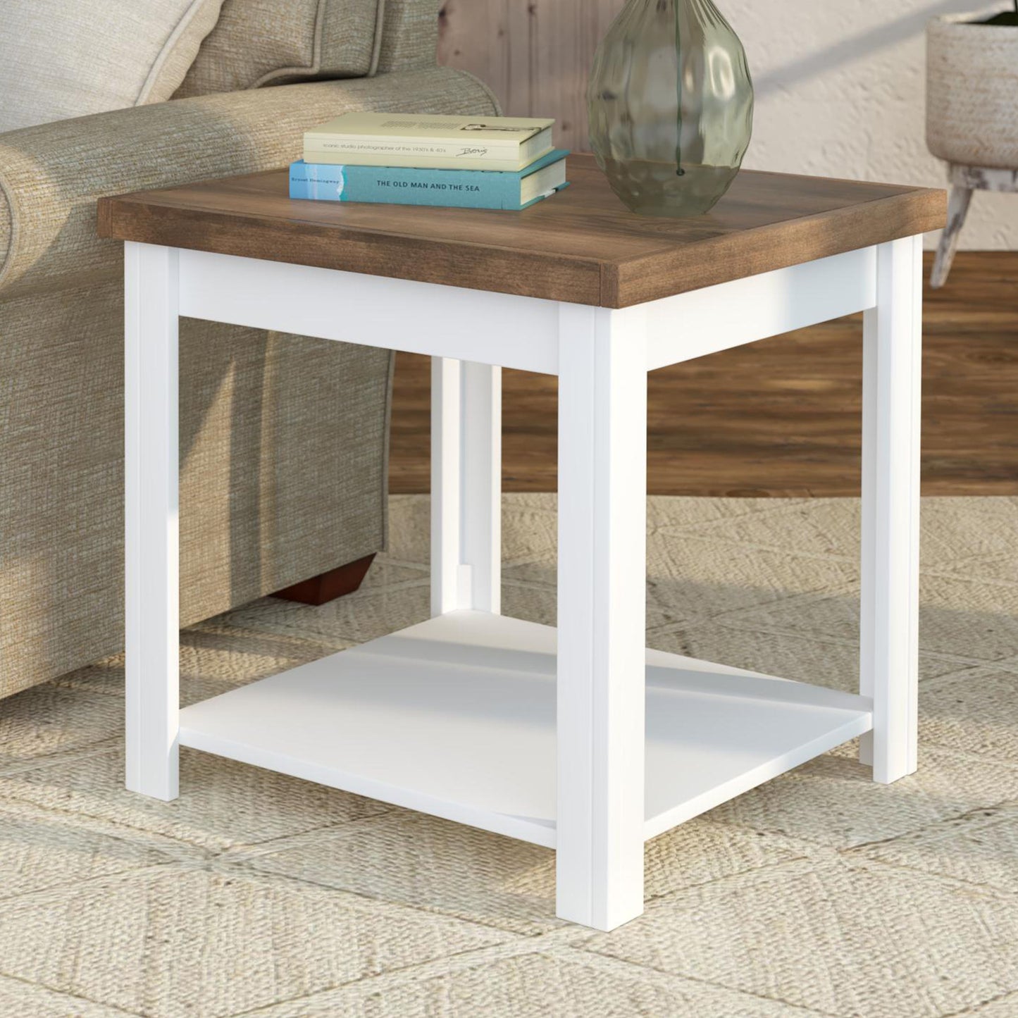 Hampton - 24" Side Table - Jasmine Whitewash And Barnwood