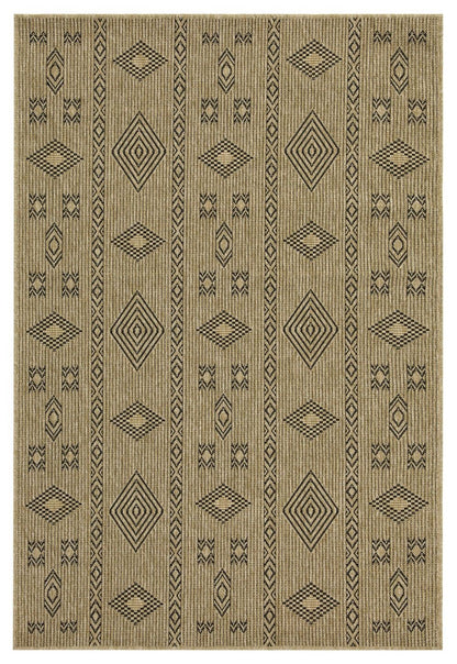 Earth - 5'3" X 7'3" Indoor / Outdoor Area Rug Polypropylene - Jute / Black