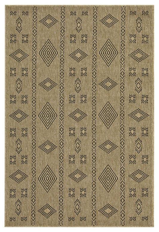 Earth - 5'3" X 7'3" Indoor / Outdoor Area Rug Polypropylene - Jute / Black