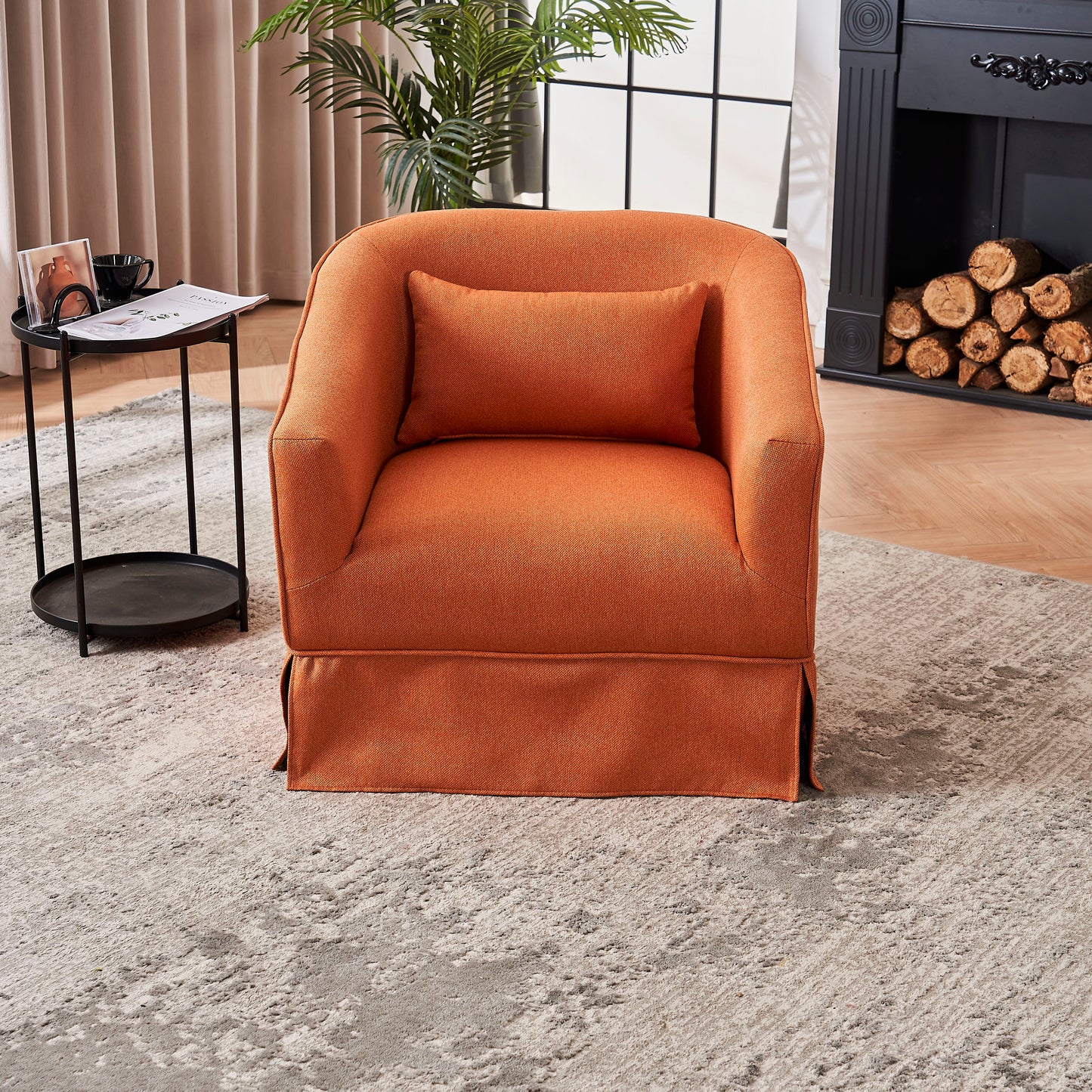 Swivel Barrel Chair With Ottoman, Swivel Accent Chairs Armchair For Living Room, Reading Chairs For Bedroom Comfy, Round Barrel Chairs With Metal Base