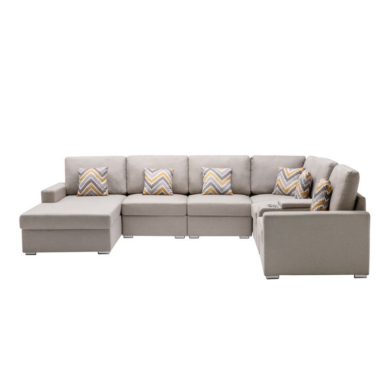 Nolan - 7 Piece Sectional Sofa With Pillows And Interchangeable Legs