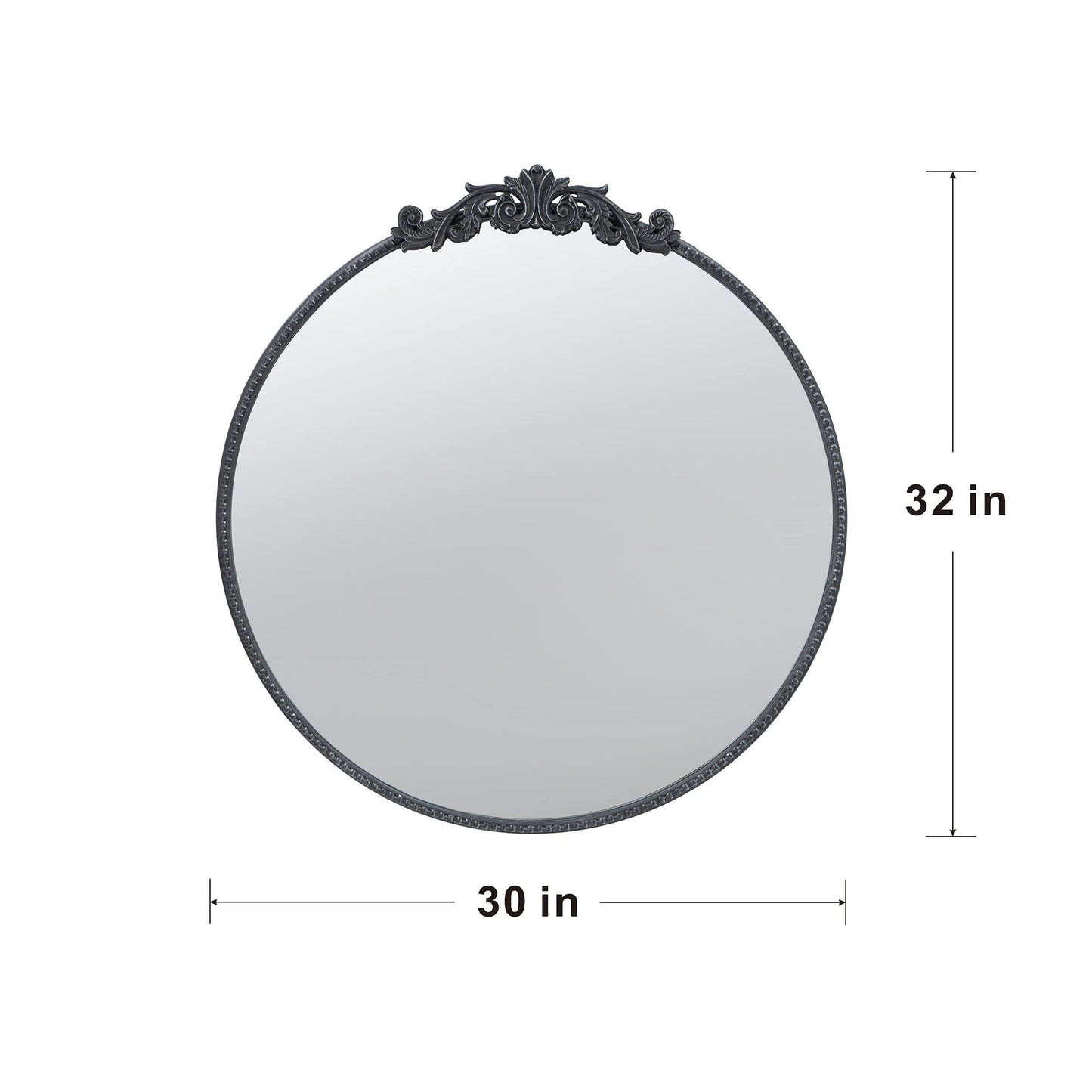 Classic Design Mirror With Round Shape And Baroque Inspired Frame For Bathroom, Entryway Console Lean Against Wall