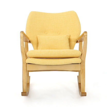 Elegant Solid Wood Rocking Chair With Linen Cushion