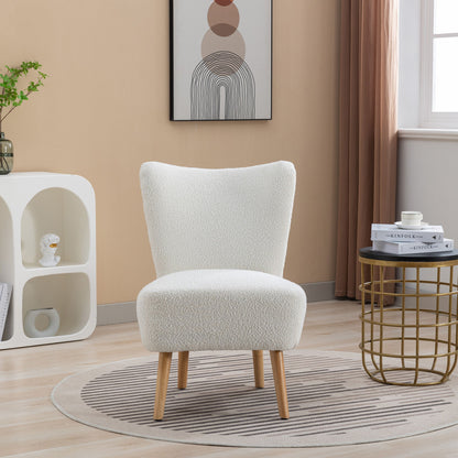 Boucle Upholstered Armless Accent Chair Modern Slipper Chair, Cozy Curved Wingback Armchair, Corner Side Chair For Bedroom Living Room Office Cafe Lounge Hotel