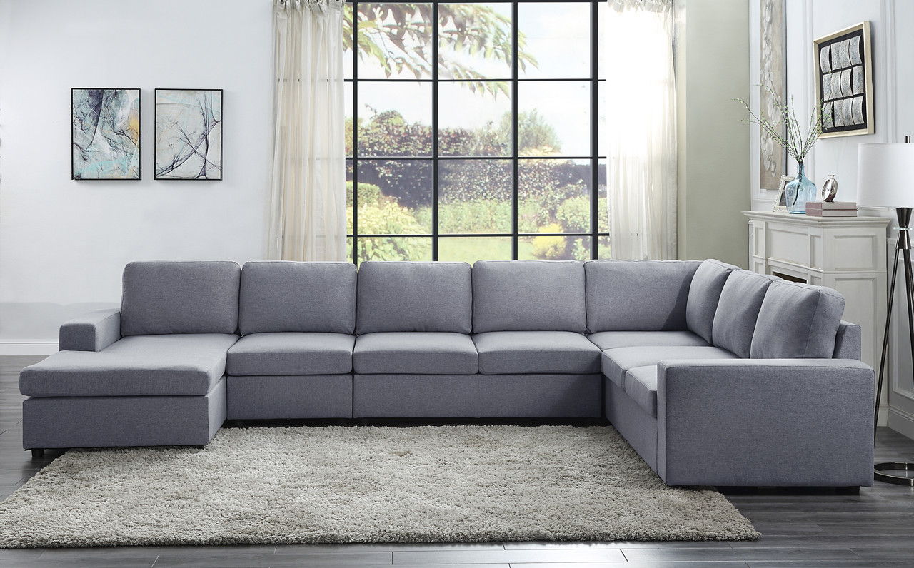 Tifton - Linen 7 Seat Reversible Modular Sectional Sofa Chaise