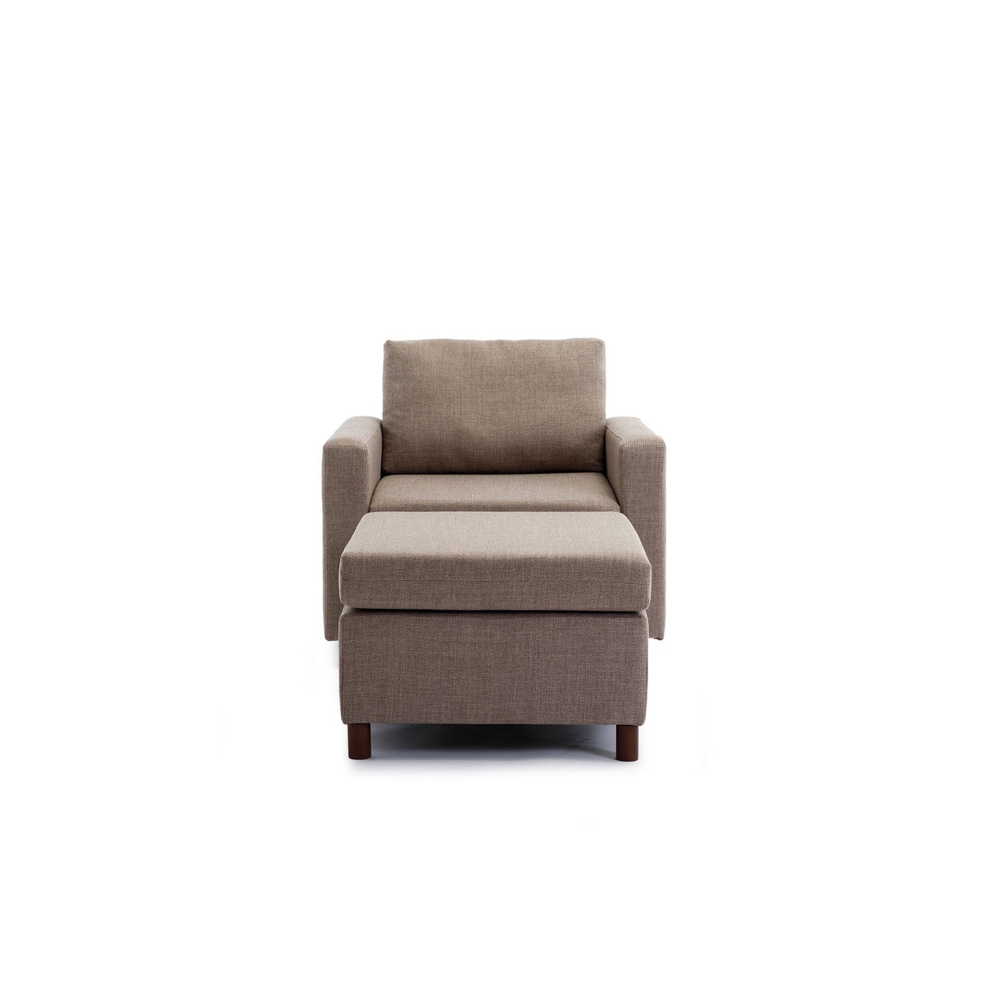 Single Seat Module Sofa Sectional Couch With Armrest With 1 Ottoman, Cushion Covers Non-Removable And Non-Washable