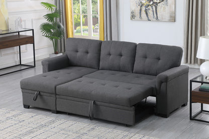 Lucca - Linen Reversible Sleeper Sectional Sofa With Storage Chaise